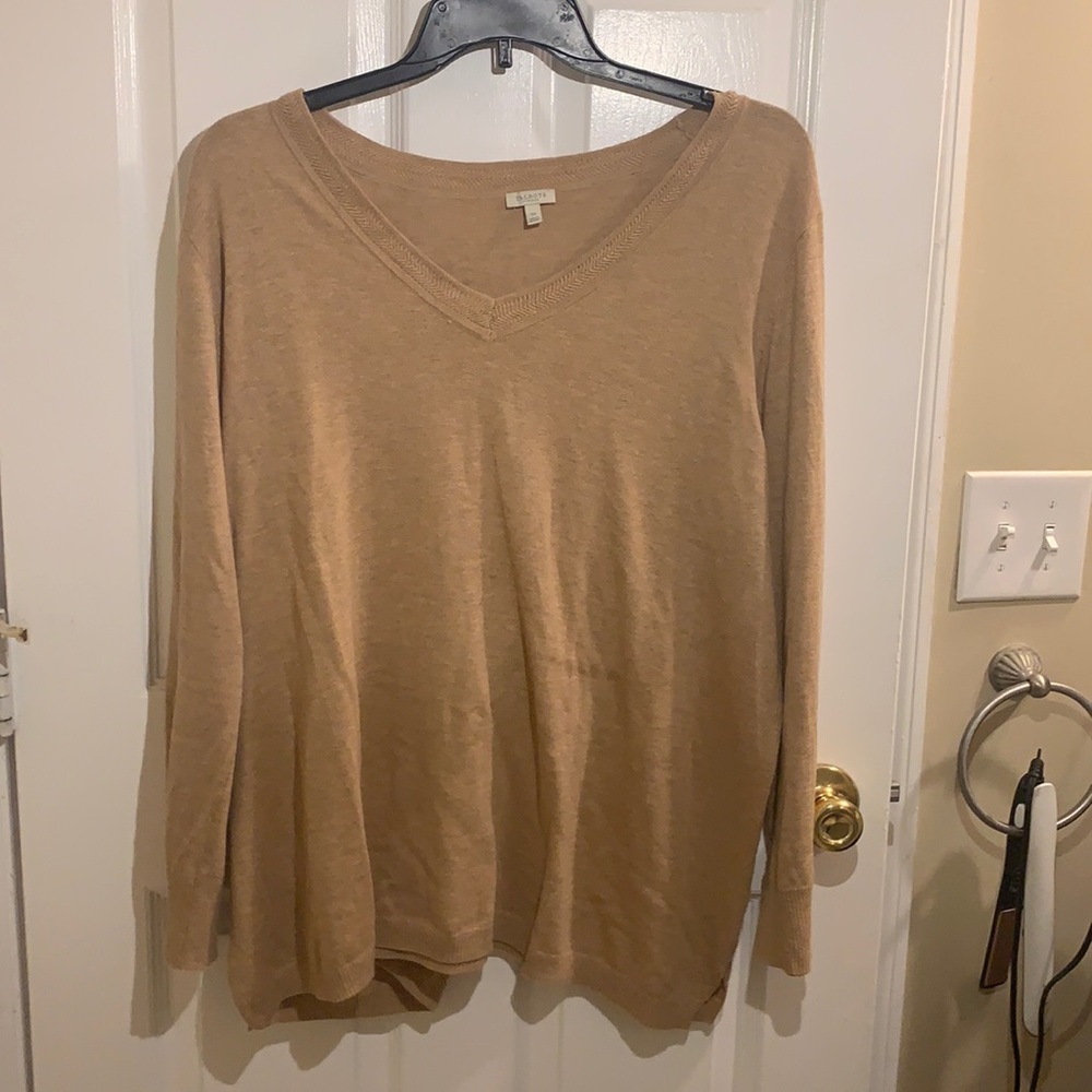 Talbots Plus Camel V-neck sweater